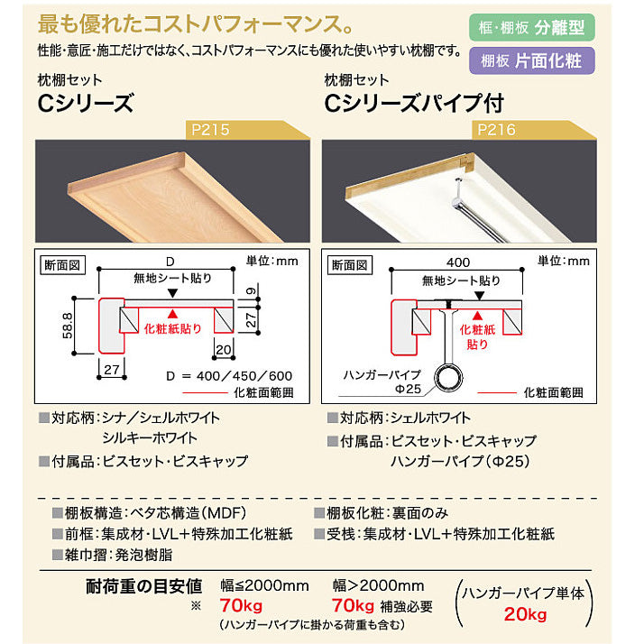 南海プライウッド 枕棚 販売 耐荷重